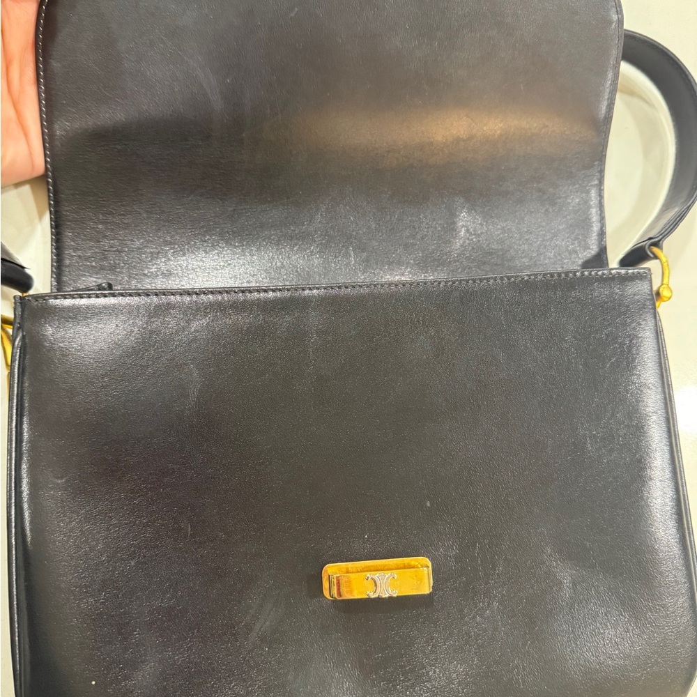 Celine Black Leather Shoulder Bag with Gold Hardware - Picture 8 of 13